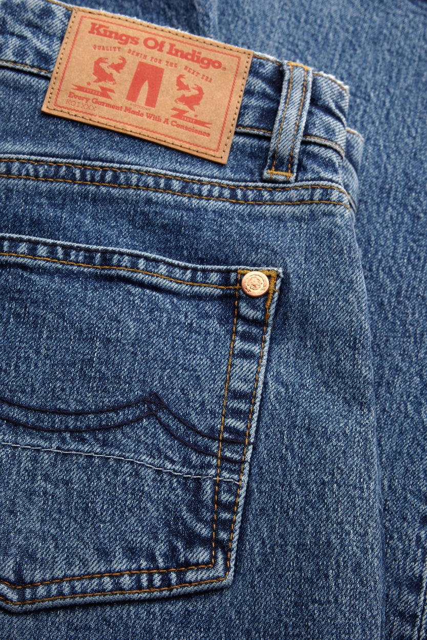 CAROLINE CROPPED STRETCH | ECO XAVIER BLUE MARBLE - Kings Of Indigo