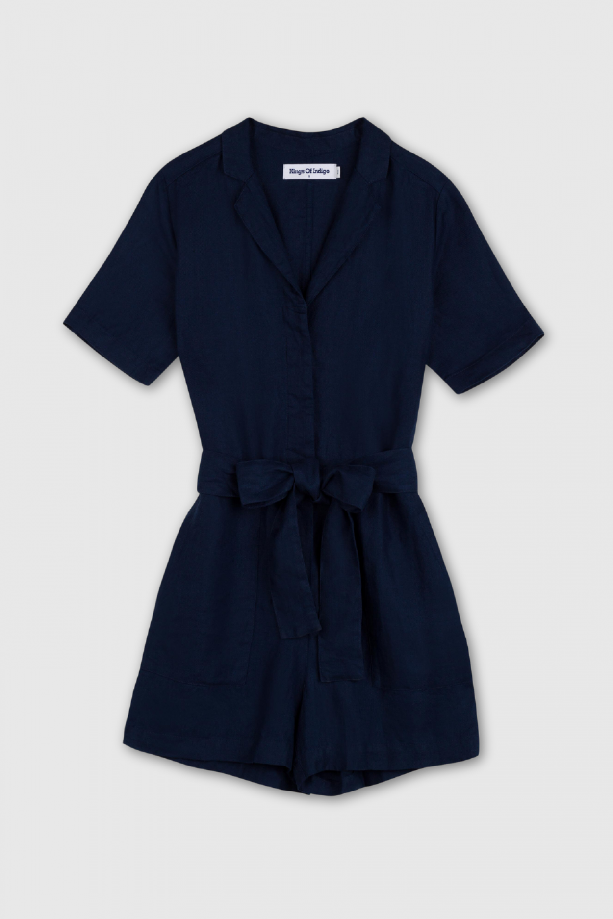 JANELLE PLAYSUIT | WORKER BLUE LINEN - Kings Of Indigo