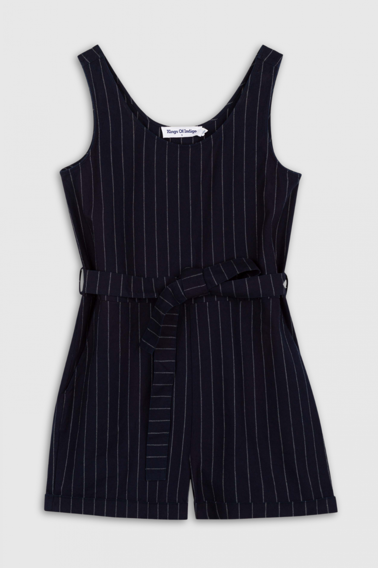 LOUISE PLAYSUIT | INDIGO STRIPE HEMP