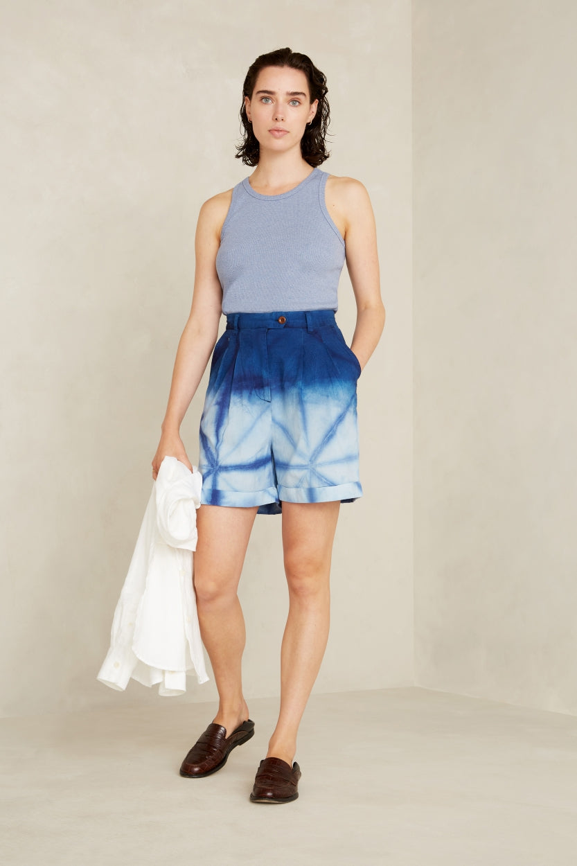MARISOL SHORT | SHIBORI OMBRE NATURAL INDIGO
