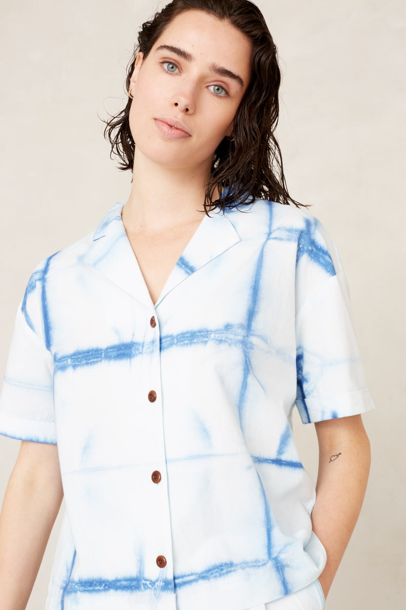 ATHALIE SHORT SLEEVE | SHIBORI NATURAL INDIGO