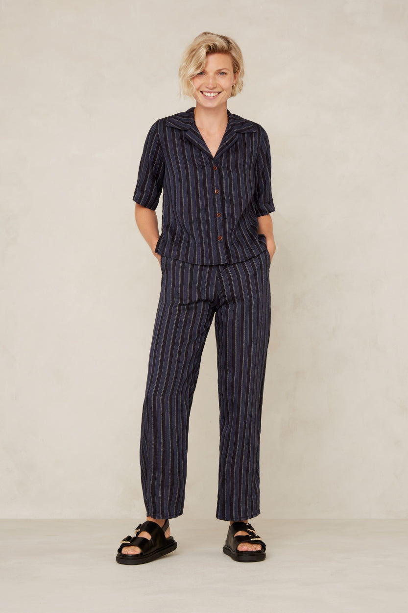 MORRIGAN | BLUE LINEN STRIPE - Kings Of Indigo