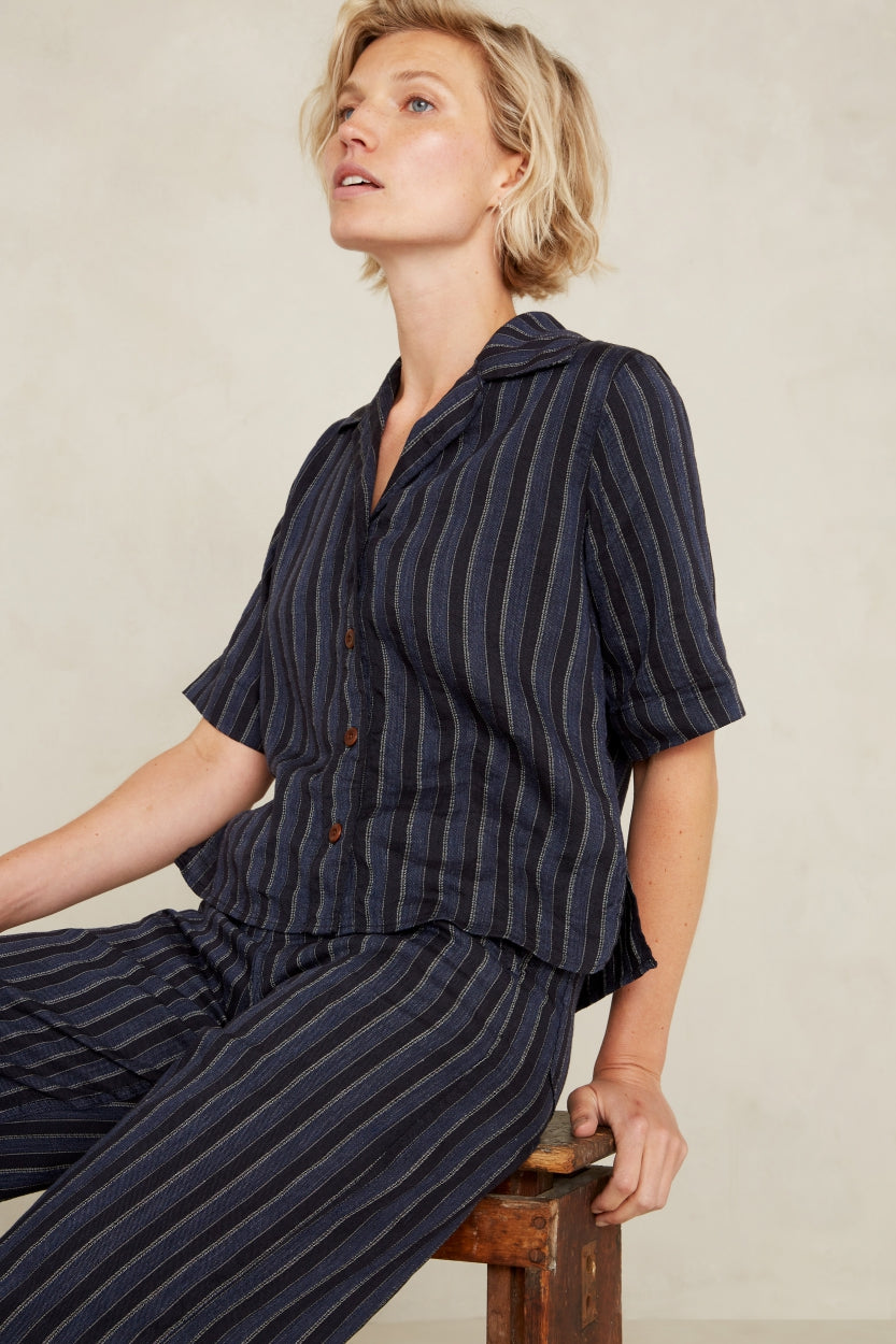 MORRIGAN | BLUE LINEN STRIPE - Kings Of Indigo