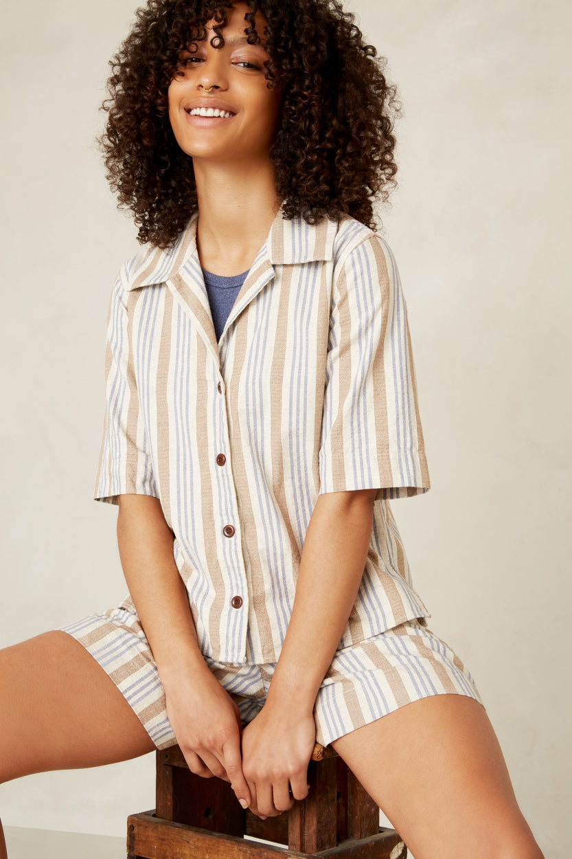 MORRIGAN | ECRU HEMP STRIPE - Kings Of Indigo