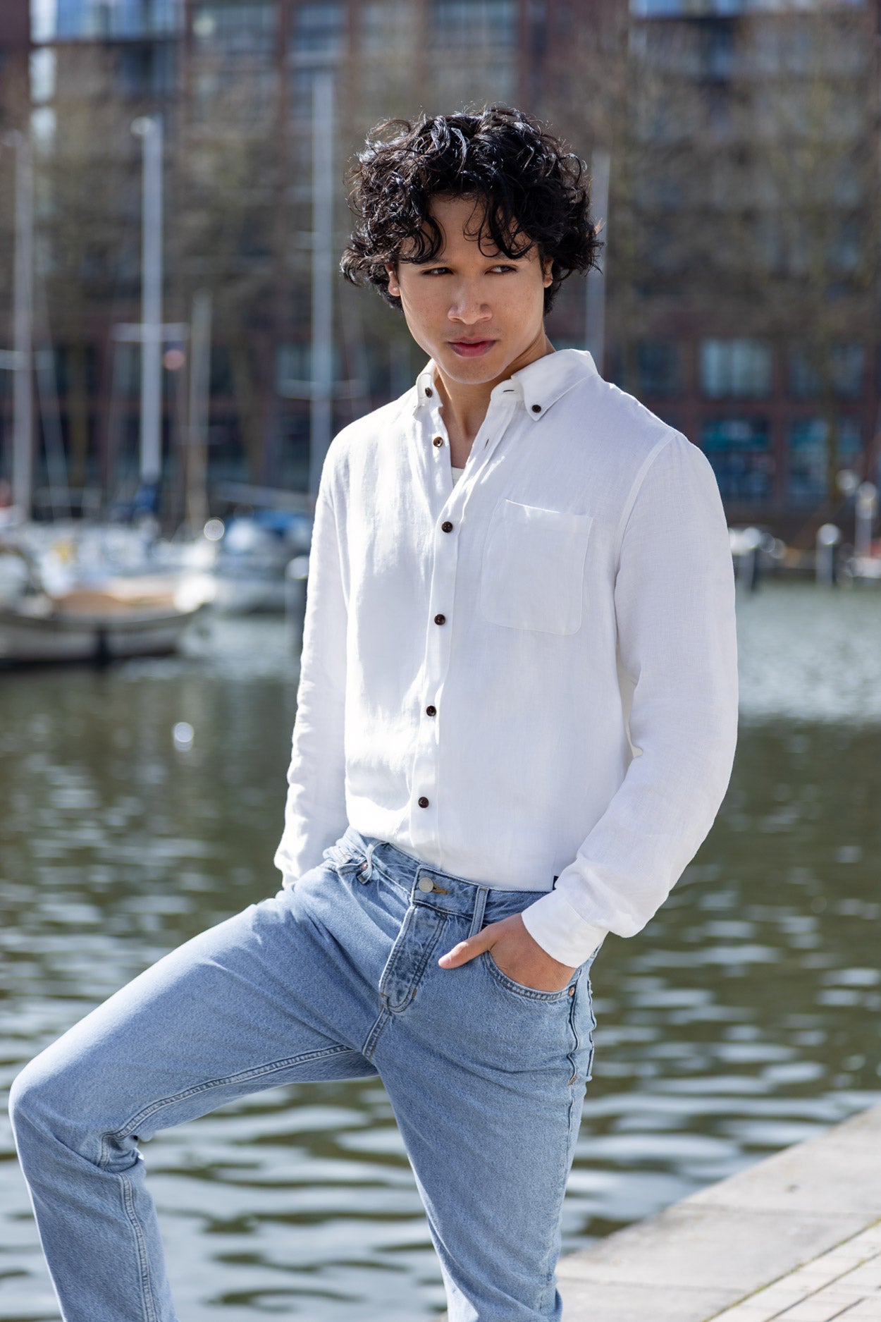 ENDA POCKET | OPTICAL WHITE LINEN - Kings Of Indigo